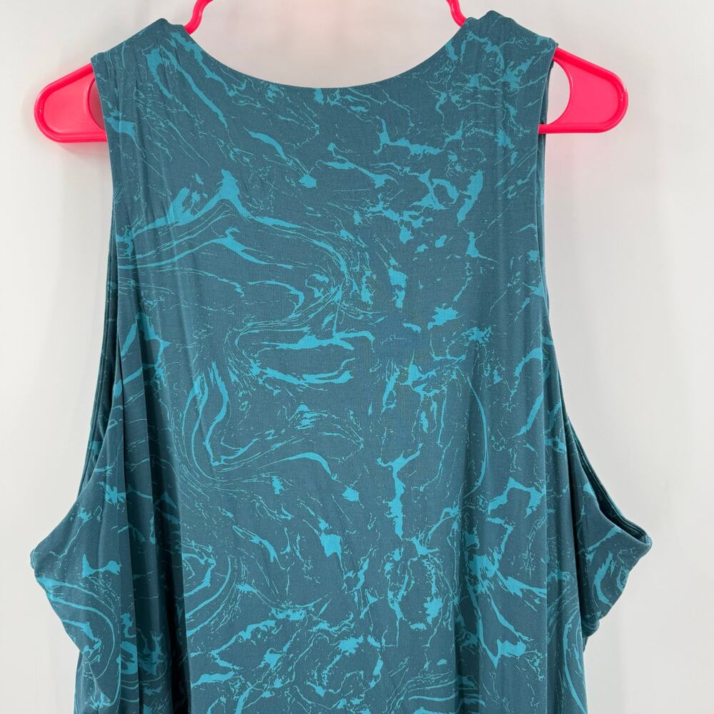Athleta Dress Womens Size 3X Santorini Patterened Sleeveless Teal Marble Stretch - Picture 5 of 12